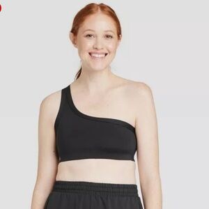 All in Motion Black Asymmetrical One-Shoulder Crop Top